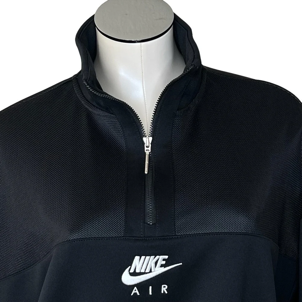 NIKE SPORTSWEAR AIR 1/4 Zip Black White Mesh Pullover Women's Size L